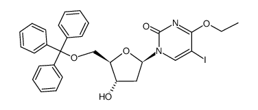 2'-deoxy-O4-ethyl-5-iodo-5'-O-trityluridine Structure