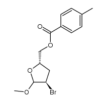 methyl 2-bromo-2,3-dideoxy-5-O-(4-methylbenzoyl)-D-erythropentofuranoside Structure