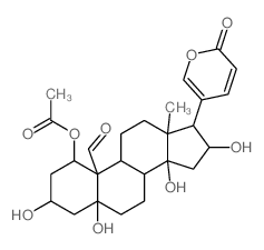 [10-formyl-3,5,14,16-tetrahydroxy-13-methyl-17-(6-oxopyran-3-yl)-2,3,4,6,7,8,9,11,12,15,16,17-dodecahydro-1H-cyclopenta[a]phenanthren-1-yl] acetate结构式