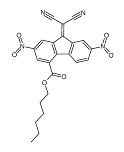 9-Dicyanomethylene-2,7-dinitro-9H-fluorene-4-carboxylic acid hexyl ester Structure