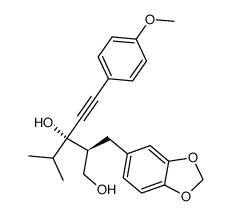 (2S,3S)-5-(4-methoxyphenyl)-2-(3,4-methylenedioxybenzyl)-3-(1-methylethyl)-4-pentyne-1,3-diol Structure