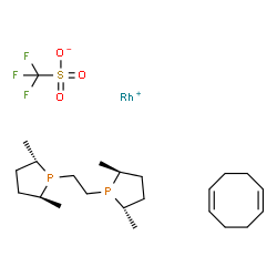 1,2-双((2S,5S)-2,5-二甲基膦基乙烷)乙烷(环辛二烯)三氟甲磺酸铑(I)结构式