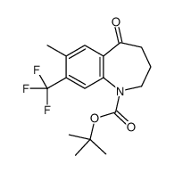 7-甲基-5-氧代-8-(三氟甲基)-2,3,4,5-四氢-1H-苯并[b]氮杂卓-1-羧酸叔丁酯结构式