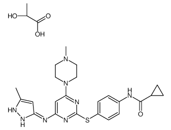 (2S)-2-hydroxypropanoic acid,N-[4-[4-(4-methylpiperazin-1-yl)-6-[(5-methyl-1H-pyrazol-3-yl)amino]pyrimidin-2-yl]sulfanylphenyl]cyclopropanecarboxamide Structure