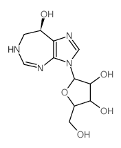 Imidazo[4,5-d][1,3]diazepin-8-ol,3,4,7,8-tetrahydro-3-b-D-ribofuranosyl-, (8R)- Structure