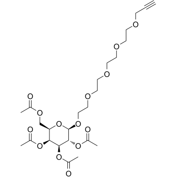 Propargyl-PEG4-tetra-Ac-beta-D-galactose结构式