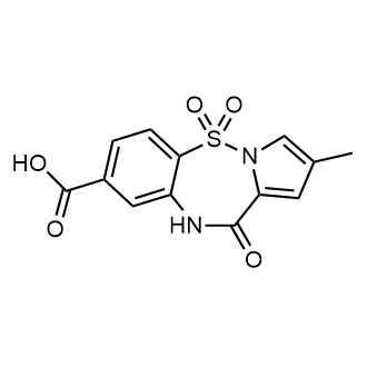 2-Methyl-11-oxo-10,11-dihydrobenzo[f]pyrrolo[1,2-b][1,2,5]thiadiazepine-8-carboxylic acid 5,5-dioxide Structure