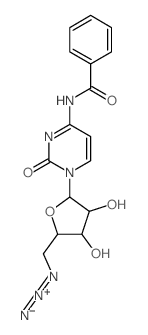 [5-(4-benzamido-2-oxo-pyrimidin-1-yl)-3,4-dihydroxy-oxolan-2-yl]methylimino-imino-azanium结构式