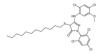 1-(2,4,6-trichlorophenyl)-3-(2,4-dichloro-5-methoxyanilino)-4-dodecylthio-5-oxo-2-pyrazoline Structure