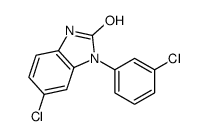 1,3-Dihydro-6-chloro-1-(3-chlorophenyl)-2H-benzimidazol-2-one结构式