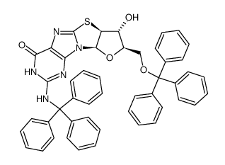 N2,5'-O-ditrityl-8,2'-anhydro-8-mercapto-9-β-arabinofuranosylguanine结构式