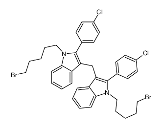 1-(5-bromopentyl)-3-[[1-(5-bromopentyl)-2-(4-chlorophenyl)indol-3-yl]methyl]-2-(4-chlorophenyl)indole结构式