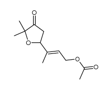 (+/-)-(E)-5-[3-(acetyloxy)-1-methyl-1-propenyl]-dihydro-2,2-dimethyl-3(2H)-furanone结构式