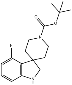 4-氟螺[二氢吲哚-3,4'-哌啶]-1'-羧酸叔丁酯结构式
