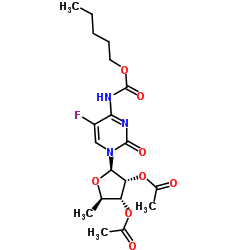 5'-脱氧-5-氟-N-[(戊氧基)羰基]胞苷 2',3'-二乙酸酯结构式