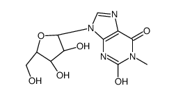 9-[(2R,3R,4S,5R)-3,4-dihydroxy-5-(hydroxymethyl)oxolan-2-yl]-1-methyl-3H-purine-2,6-dione结构式
