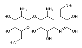 N-[(S)-4-Amino-2-hydroxybutyryl]-2-deoxy-4-O-(2,6-diamino-2,6-dideoxy-α-D-glucopyranosyl)-D-streptamine Structure