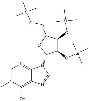 1-Methyl-2'-O,3'-O,5'-O-tris(trimethylsilyl)inosine结构式