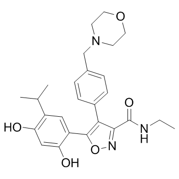 5-[2,4-二羟基-5-(1-甲基乙基)苯基]-n-乙基-4-[4-(4-吗啉甲基)苯基]-3-异噁唑羧酰胺结构式