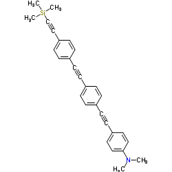 N,N-二甲基-4-((4-((4-((三甲基甲硅烷基)乙炔)苯基)乙炔)苯基)乙炔)苯胺结构式