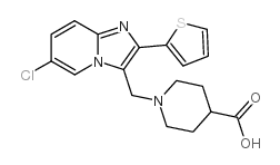 1-(6-氯-2-噻吩-2-咪唑并[1,2-a]吡啶-3-甲基)-哌啶-4-羧酸结构式