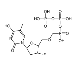 [(2R,3S,5R)-3-fluoro-5-(5-methyl-2,4-dioxopyrimidin-1-yl)oxolan-2-yl]methoxymethyl-[hydroxy(phosphonooxy)phosphoryl]oxyphosphinic acid Structure