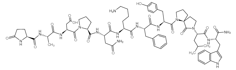 pGlu-Ala-Asp-Pro-Asn-Lys-Phe-Tyr-Pro(spiro-γ-lactam-Leu-Trp-NH2结构式