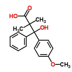 3-Hydroxy-3-(4-methoxyphenyl)-2,2-dimethyl-3-phenylpropanoic acid结构式