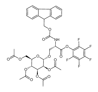 N-(9-fluorenylmethoxycarbonyl)-3-O-(2,3,4,6-tetra-O-acetyl-α-D-mannopyranosyl)-L-serine pentafluorophenyl ester Structure