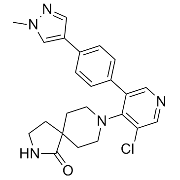 8-[3-氯-5-[4-(1-甲基-1H-吡唑-4-基)苯基]-4-吡啶基]-2,8-二氮杂螺[4.5]癸烷-1-酮结构式