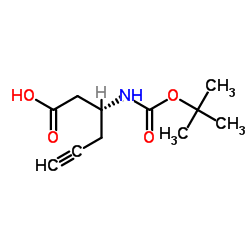 (R)-3-(Boc-氨基)-5-己炔酸结构式