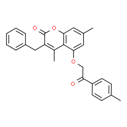 3-benzyl-4,7-dimethyl-5-[2-(4-methylphenyl)-2-oxoethoxy]chromen-2-one结构式