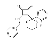 3-(benzylamino)-4-[2-(2-fluorophenyl)-1,3-dithian-2-yl]cyclobut-3-ene-1,2-dione结构式