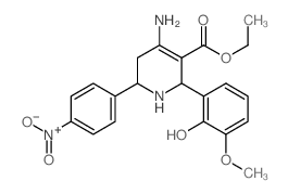 ethyl 4-amino-2-(2-hydroxy-3-methoxy-phenyl)-6-(4-nitrophenyl)-1,2,5,6-tetrahydropyridine-3-carboxylate结构式