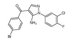 (5-氨基-1-(3-氯-4-氟苯酚)-1H-吡唑- 4-基)(4-溴代苯基)甲酮结构式