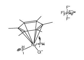 [(η6-hexamethylbenzene)Ru(PMe2Ph)2Cl]PF6结构式