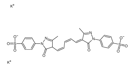 4-[4,5-二氢-4-[5-[5-羟基-3-甲基-1-(4-磺苯基)-1H-吡唑-4-基]-2,4-亚戊二烯基]-3-甲基-5-氧代-1H-吡唑-1-基]苯磺酸二钾盐结构式