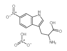 2-amino-3-(6-nitro-1H-indol-3-yl)propanoic acid; dihydroxy-oxo-azanium structure