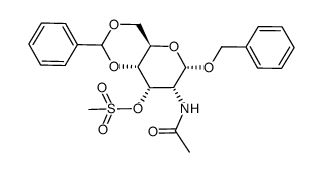 benzyl 2-acetamido 4,6-O-benzylidene-2-deoxy-3-O-mesyl-α-D-allopyranoside结构式