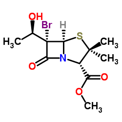 methyl [2S-[2α,5α,6α,6(S*)]]-6-bromo-6-(1-hydroxyethyl)-3,3-dimethyl-7-oxo-4-thia-1-azabicyclo[3.2.0]heptane-2-carboxylate Structure