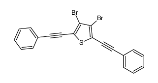 3,4-dibromo-2,5-bis(2-phenylethynyl)thiophene结构式