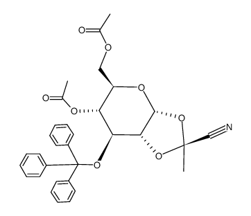 1,2-O-exo-cyanoethylidene-4,6-di-O-acetyl-3-O-trityl-α-D-glucopyranose结构式