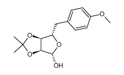 5-deoxy-2,3-O-isopropylidene-5-(p-methoxyphenyl)-β-L-ribofuranose结构式
