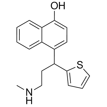 4-[3-(甲基氨基)-1-(2-噻吩基)丙基]-1-萘酚结构式