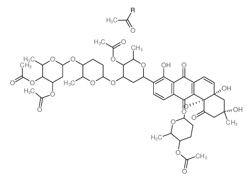 Benz[a]anthracene-1,7,12(2H)-trione,9-[4-O-acetyl-2,6-dideoxy-3-O-[[2S-(2a,5b,6b)]-5-[(3,4-di-O-acetyl-2,6-dideoxy-b-D-arabino-hexopyranosyl)oxy]tetrahydro-6-methyl-2H-pyran-2-yl]-b-D-arabino-hexopyra结构式