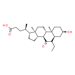 (R)-4-((3R,5S,8S,9S,10S,13R,14S,17R)-6-ethyl-3-hydroxy-10,13-dimethyl-7-oxo-hexadecahydro-1H-cyclopenta[a]phenanthren-17-yl)pentanoic acid结构式