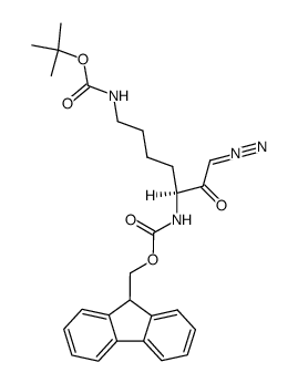 (S)-7-{[(tert-butoxy)carbonyl]amino}-1-diazo-3-{[(9H-fluoren-9-ylmethoxy)carbonyl]amino}heptane-2-one结构式