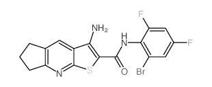3-氨基-N-(2-溴-4,6-二氟苯基)-6,7-二氢-5H-环戊[b]噻吩并[3,2-e]吡啶-2-羧酰胺结构式