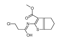 4H-CYCLOPENTA[B]THIOPHENE-3-CARBOXYLIC ACID, 2-[(3-CHLORO-1-OXOPROPYL)AMINO]-5,6-DIHYDRO-, METHYL ESTER结构式