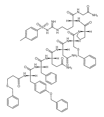 Mpa(Bzl)-Tyr(Bzl)-Phe-Gln-Asn-Cys(Bzl)-Pro-D-Arg(TOS)-Gly-NH2结构式